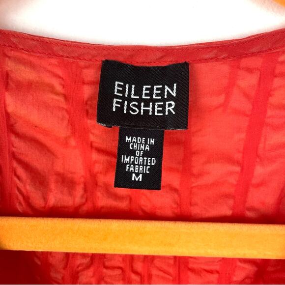 Eileen Fisher Red Orange Cotton Blouse Tank Top Medium - Picture 4 of 5